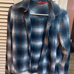 Eastern Mountain Sports Blue and Gray Plaid Shirt